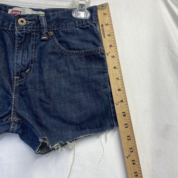 Levi’s 511 Skinny Cut-Off Raw Hem Denim Shorts Girls 12 Reg Blue Mid-Rise Used - Picture 9 of 16